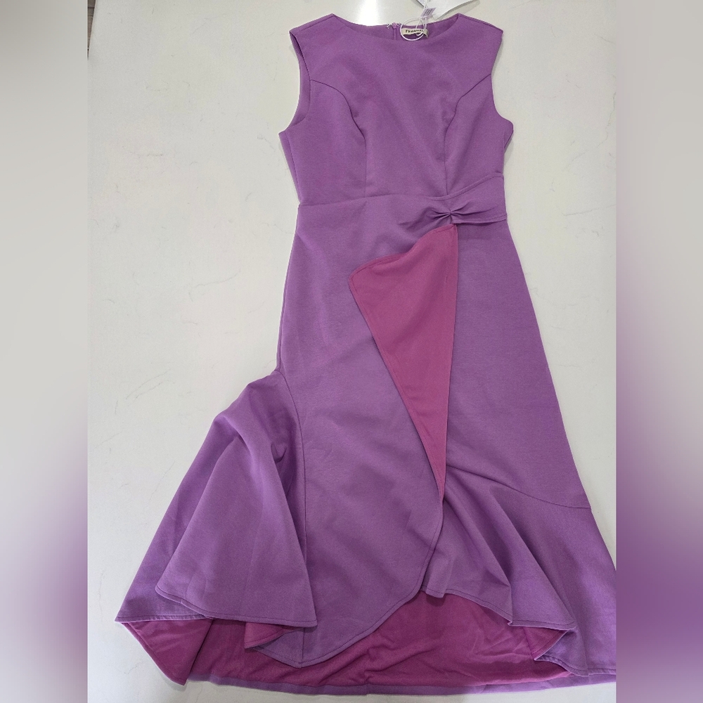 Purple Asymmetrical Wrap Maxi Dress